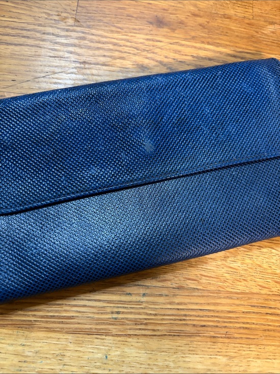None Handbags - Navy Blue Leather Travel Document Wallet As Is - scratches on front.